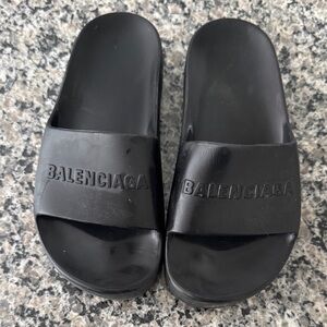 Balenciaga Black Logo Slides